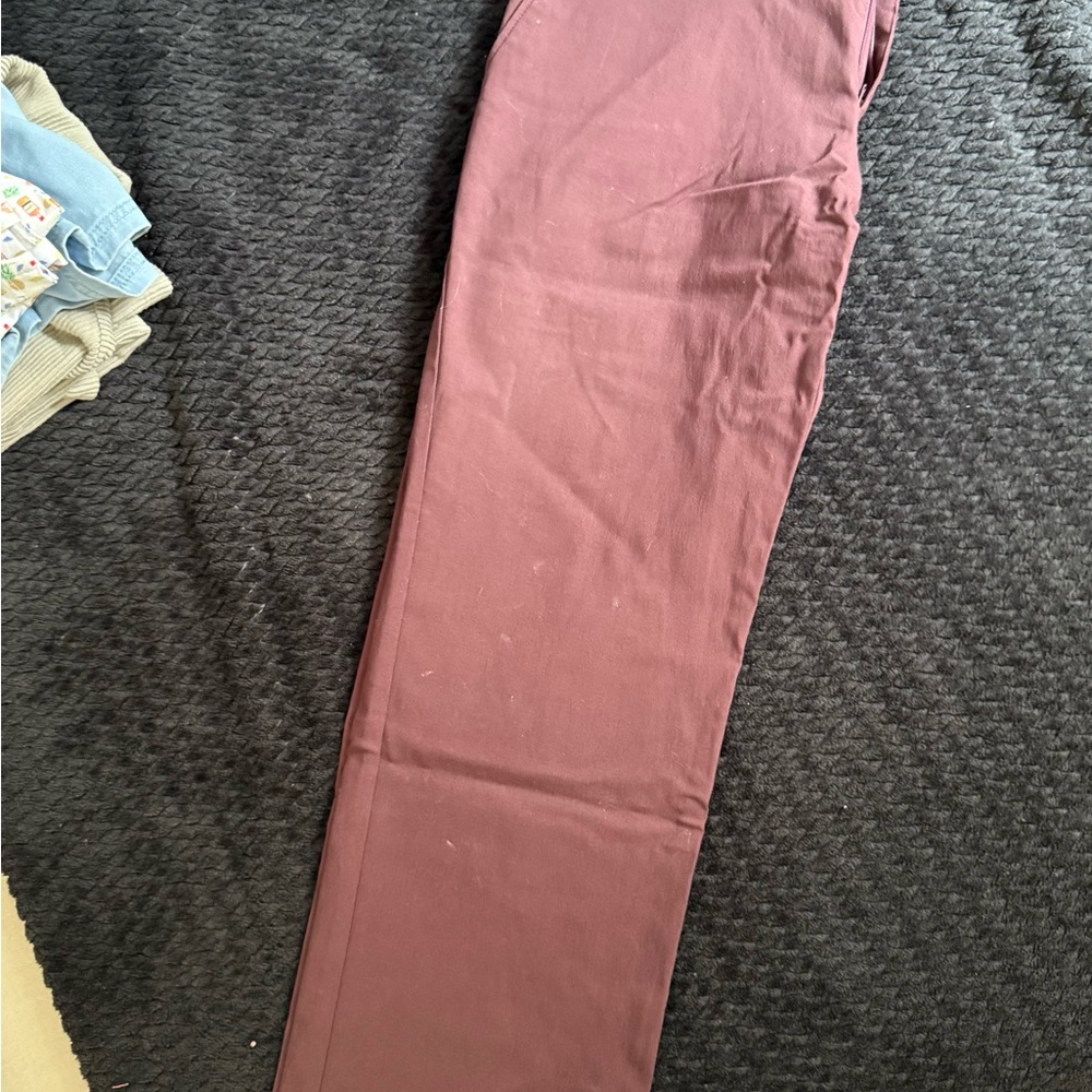 Burgundy Straight-Leg Pants